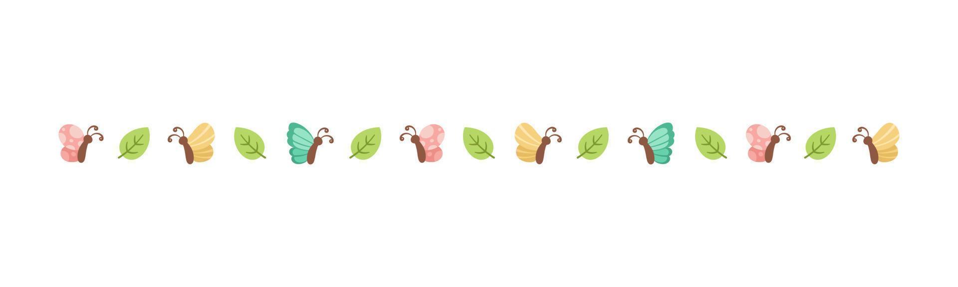Cute Butterfly Separator Border Divider. Spring Summer Nature Vector Illustration Design.