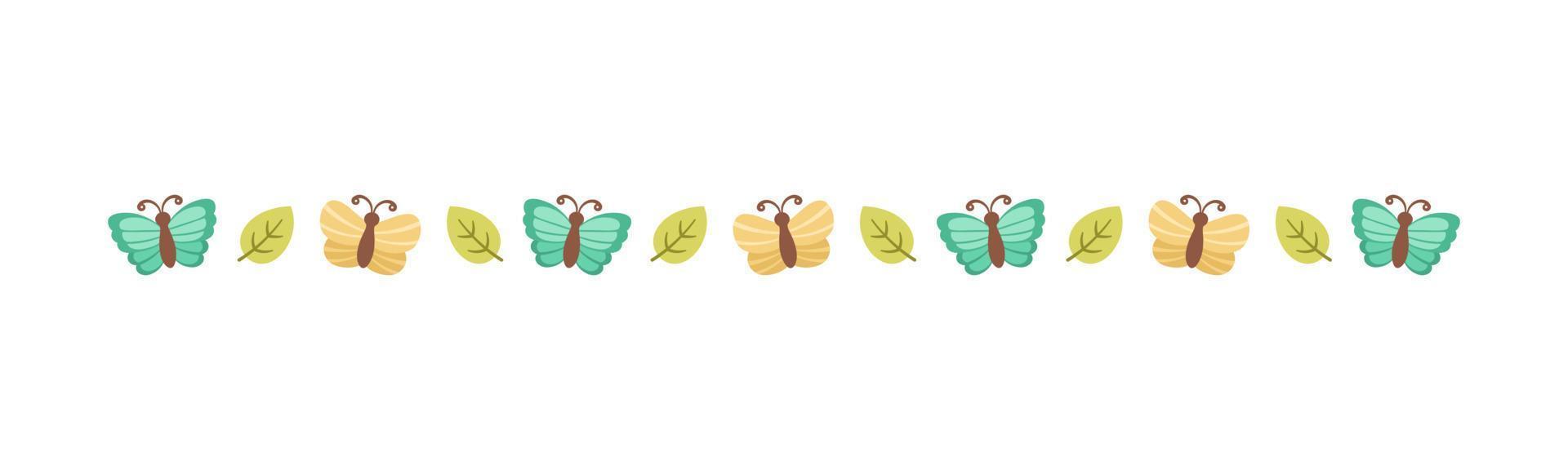 Cute Butterfly Separator Border Divider. Spring Summer Nature Vector Illustration Design.