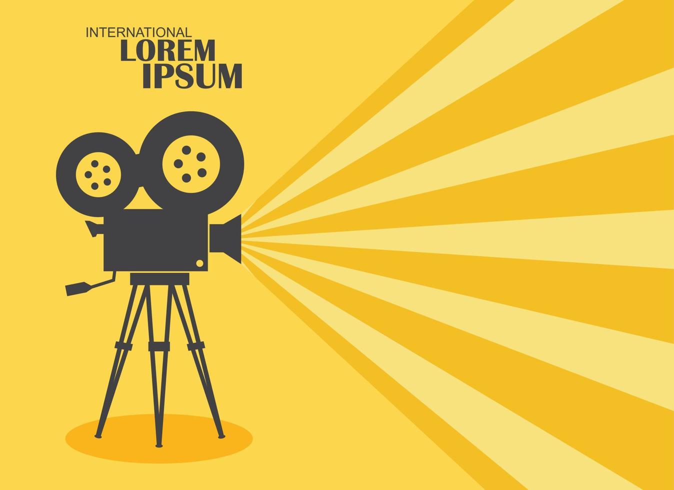 Retro cinema icon with text place, yellow background. vector illustration