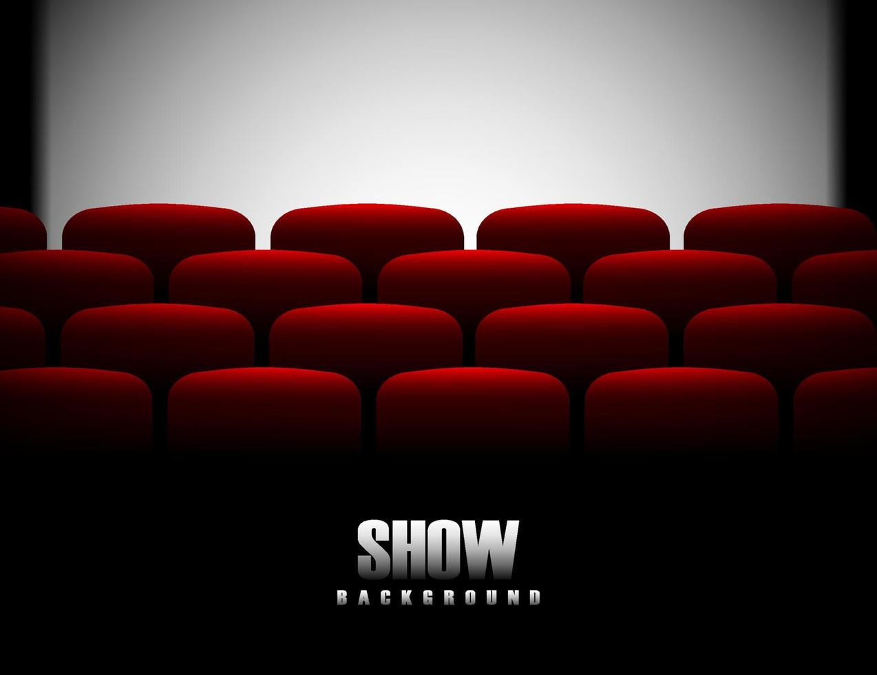 Cinema screen. Cinema with screen and seat. Theater hall with interior. Auditorium for movie, theatre. Empty stage for film. Red chair with scene for presentation. Background for advertising. Vector. vector