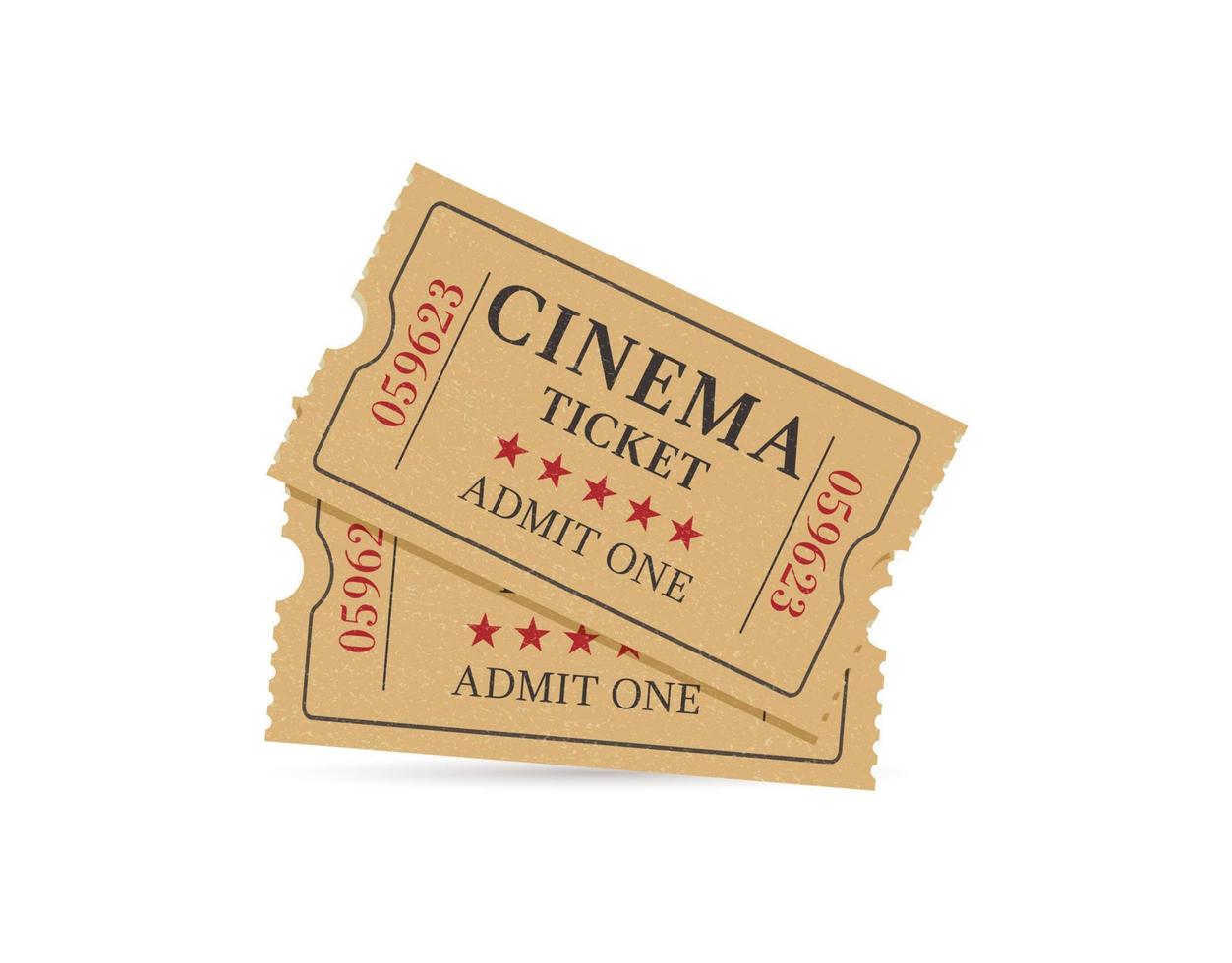 Two retro cinema tickets. Vector Illustration of designer on a white background.