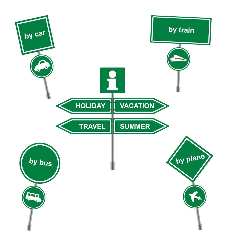 Set of green road signs isolated, for brochure, flyer, cover book and other printing design. vector