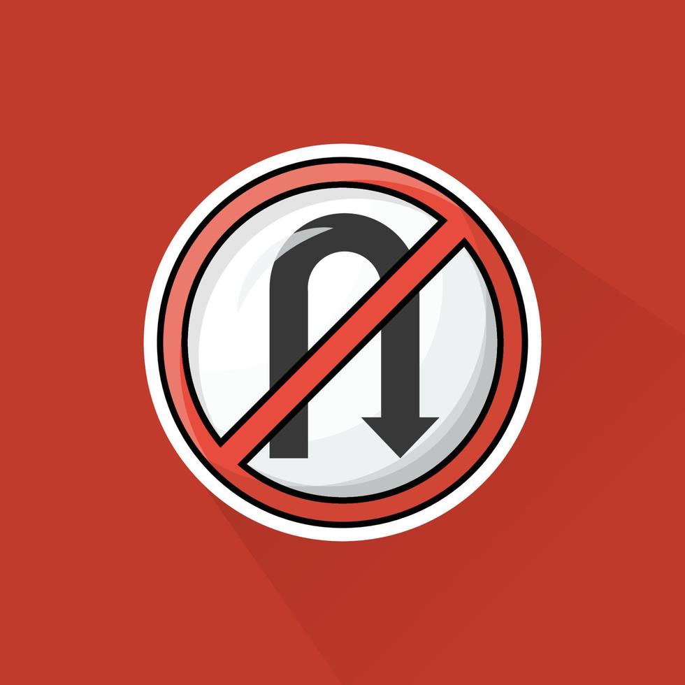 Illustration of No Turn Sign in Flat Design vector