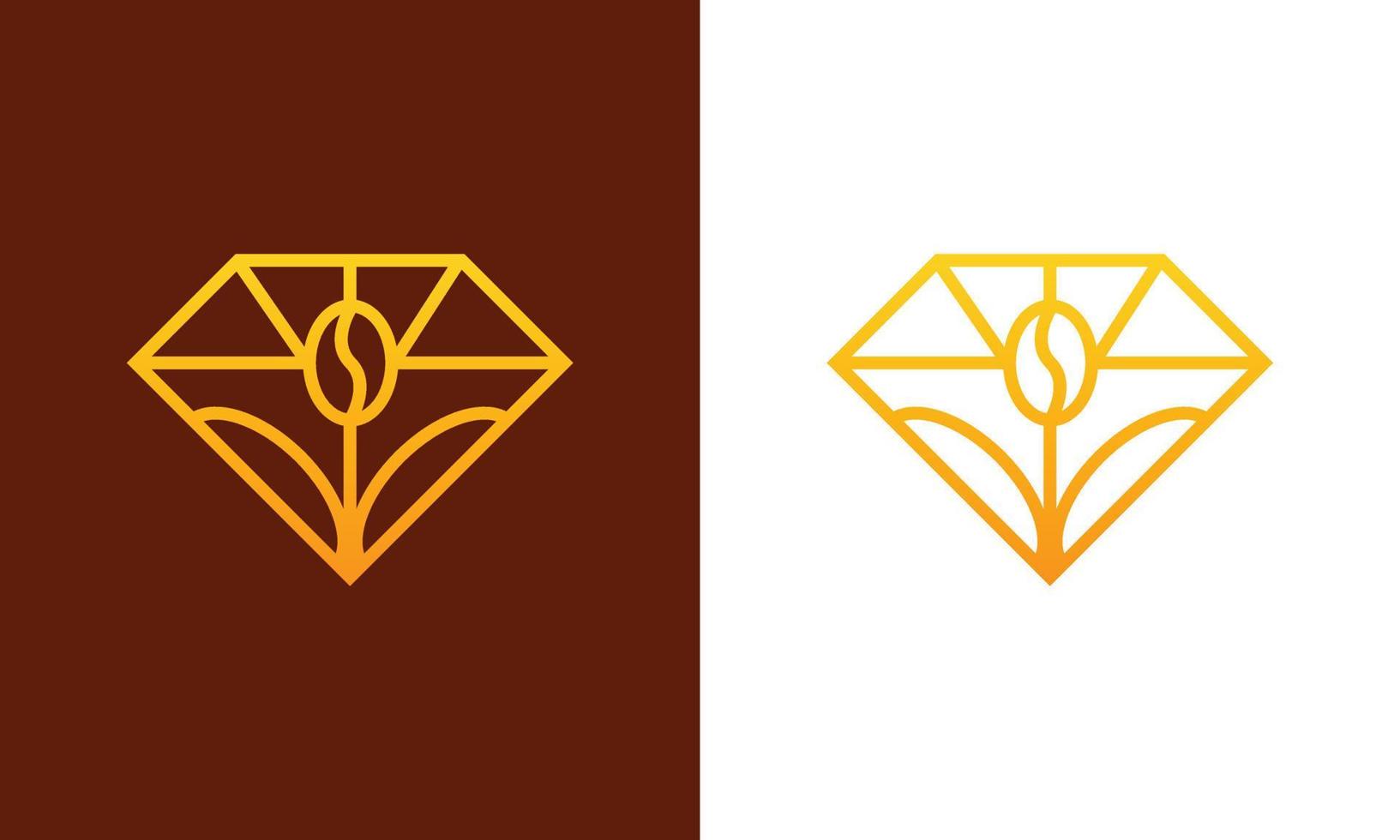 Diamond and coffee bean logo vector