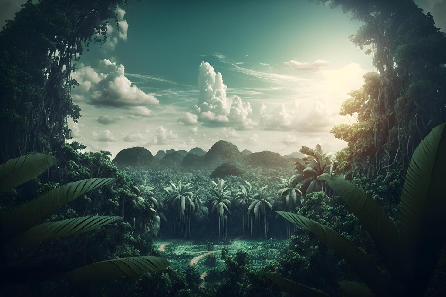 Amazonas bosque ilustración creado con generativo ai tecnología foto