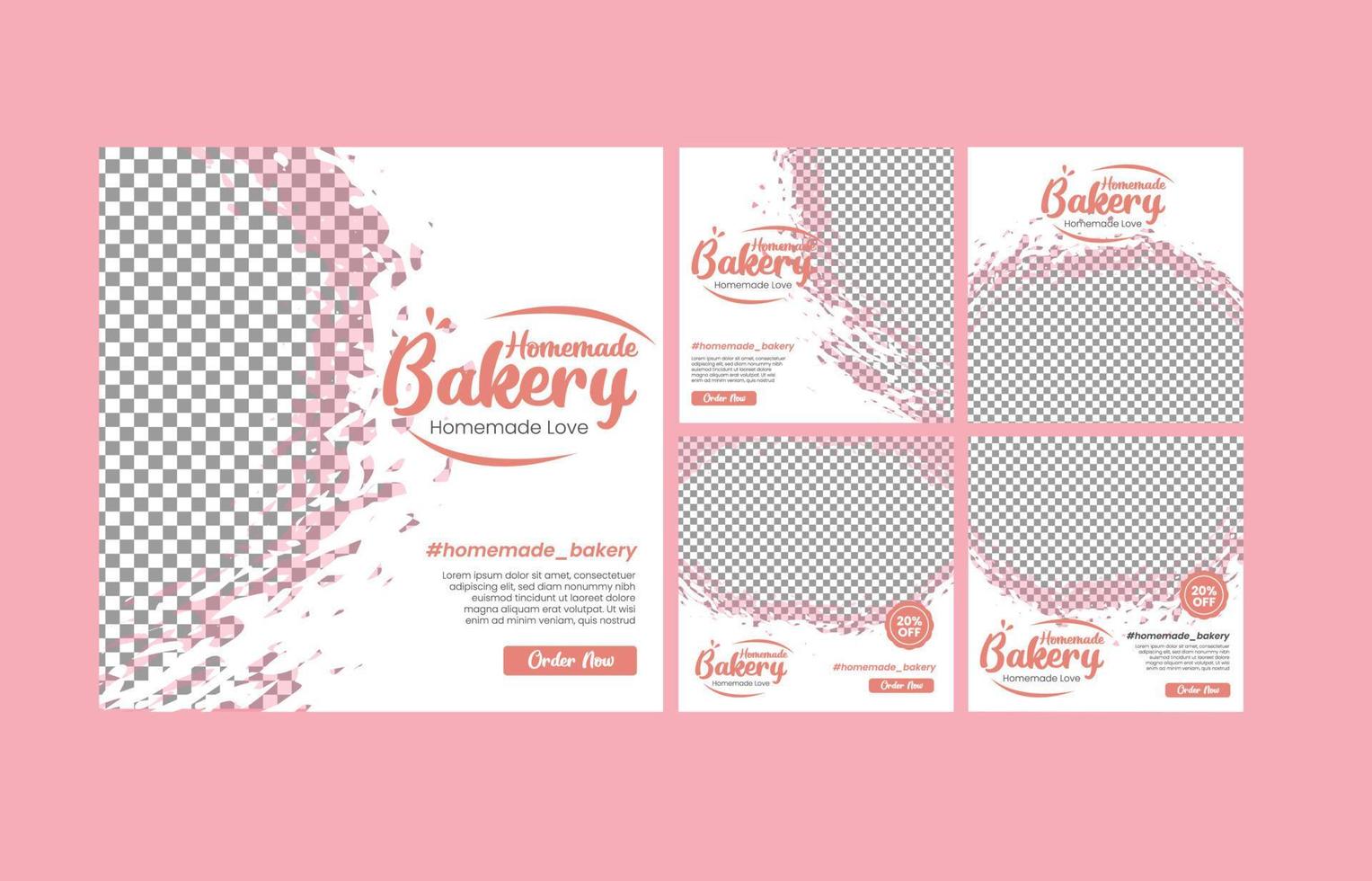 Vector Editable Bakery Cake Social Media Post Design Template