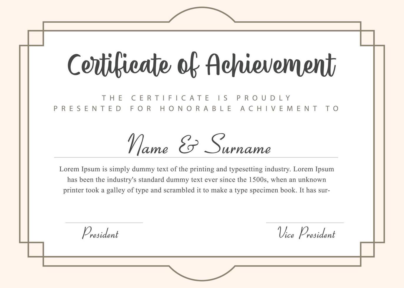 Certificate of Achievement Modern Vector Template