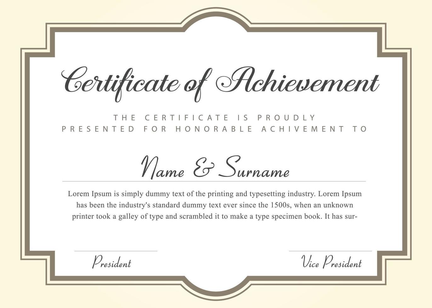 Certificate of Achievement Modern Vector Template