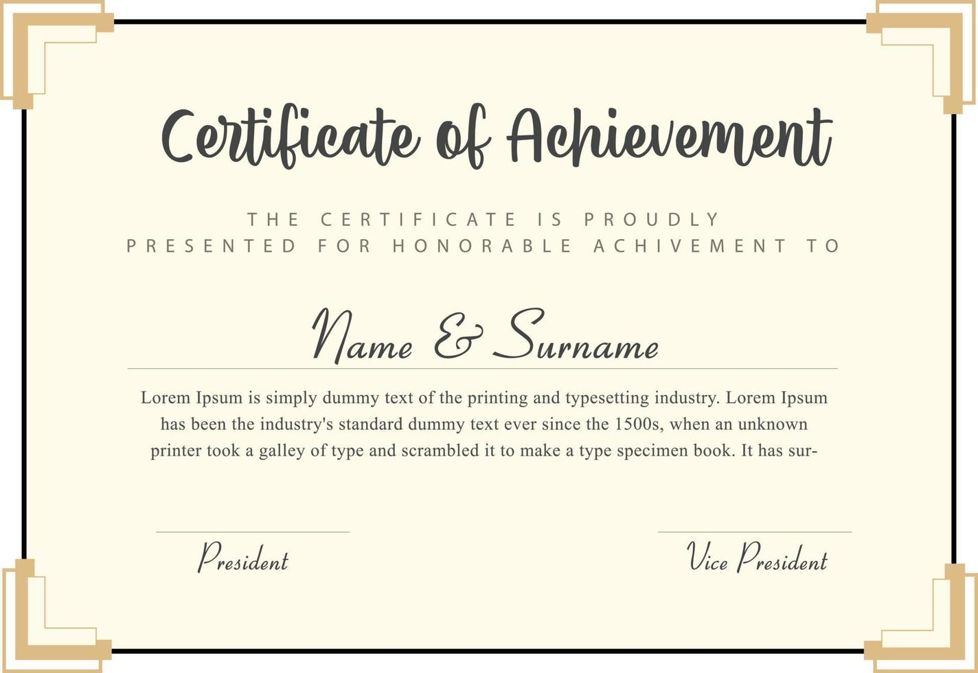 Certificate of Achievement Modern Vector Template