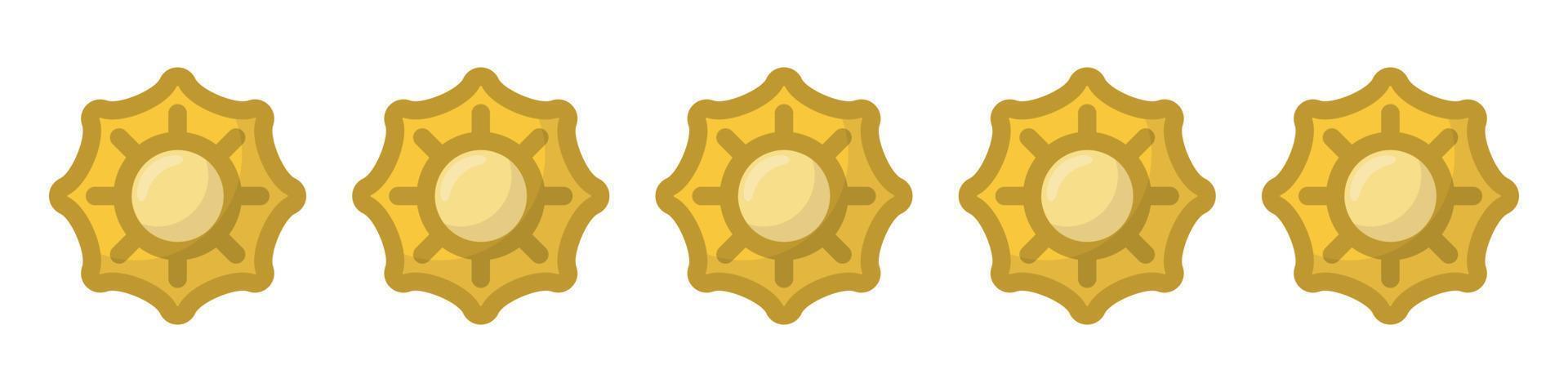 Gold Flower rank vector icon on white backkground