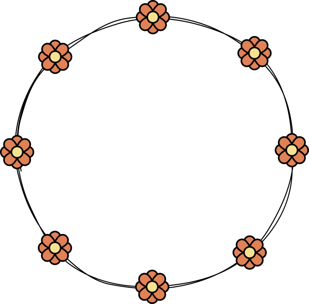 hand dragen cirkel ram dekoration element med blommor klämma konst png