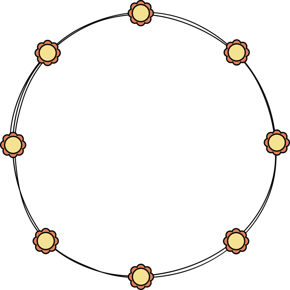 hand dragen cirkel ram dekoration element med blommor klämma konst png