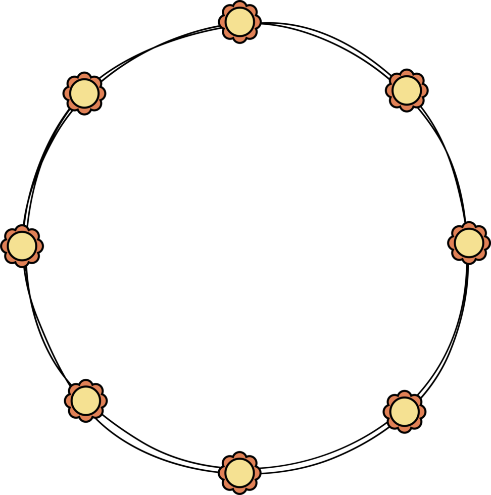 hand dragen cirkel ram dekoration element med blommor klämma konst png