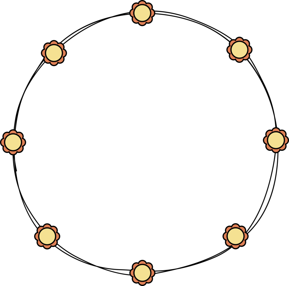 hand dragen cirkel ram dekoration element med blommor klämma konst png