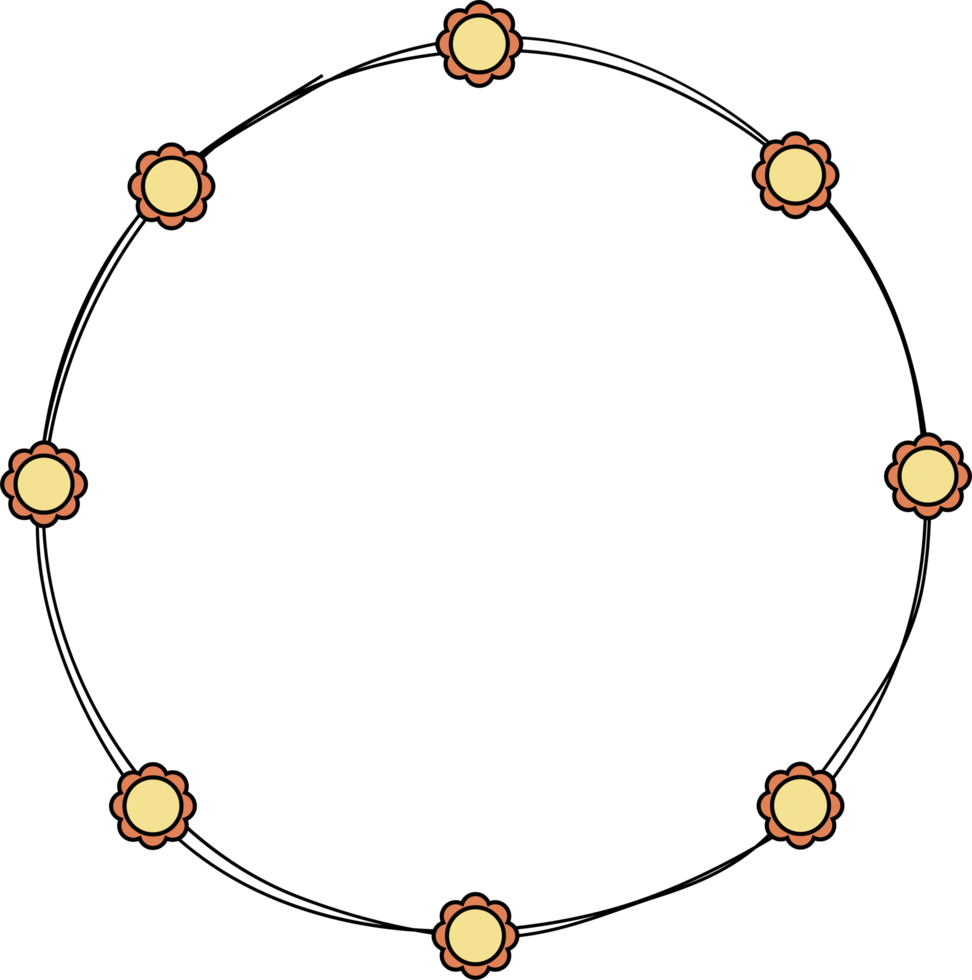 hand dragen cirkel ram dekoration element med blommor klämma konst png