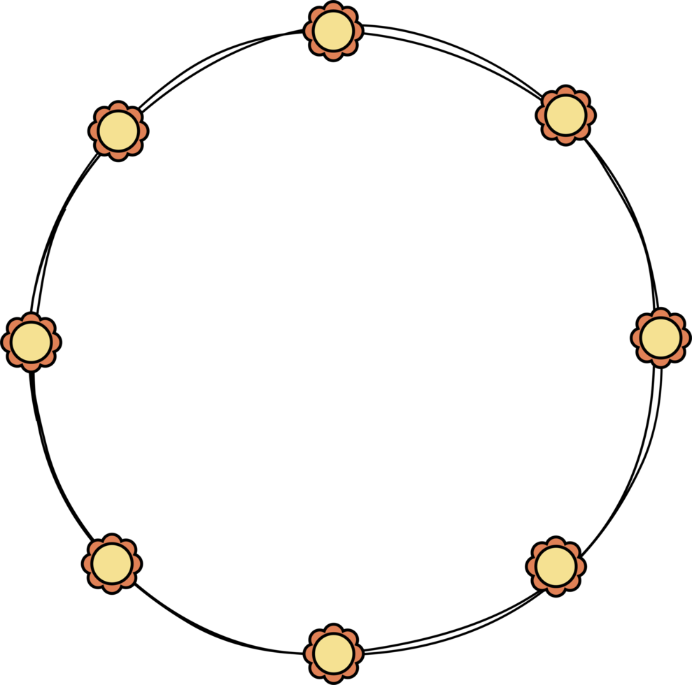 hand dragen cirkel ram dekoration element med blommor klämma konst png