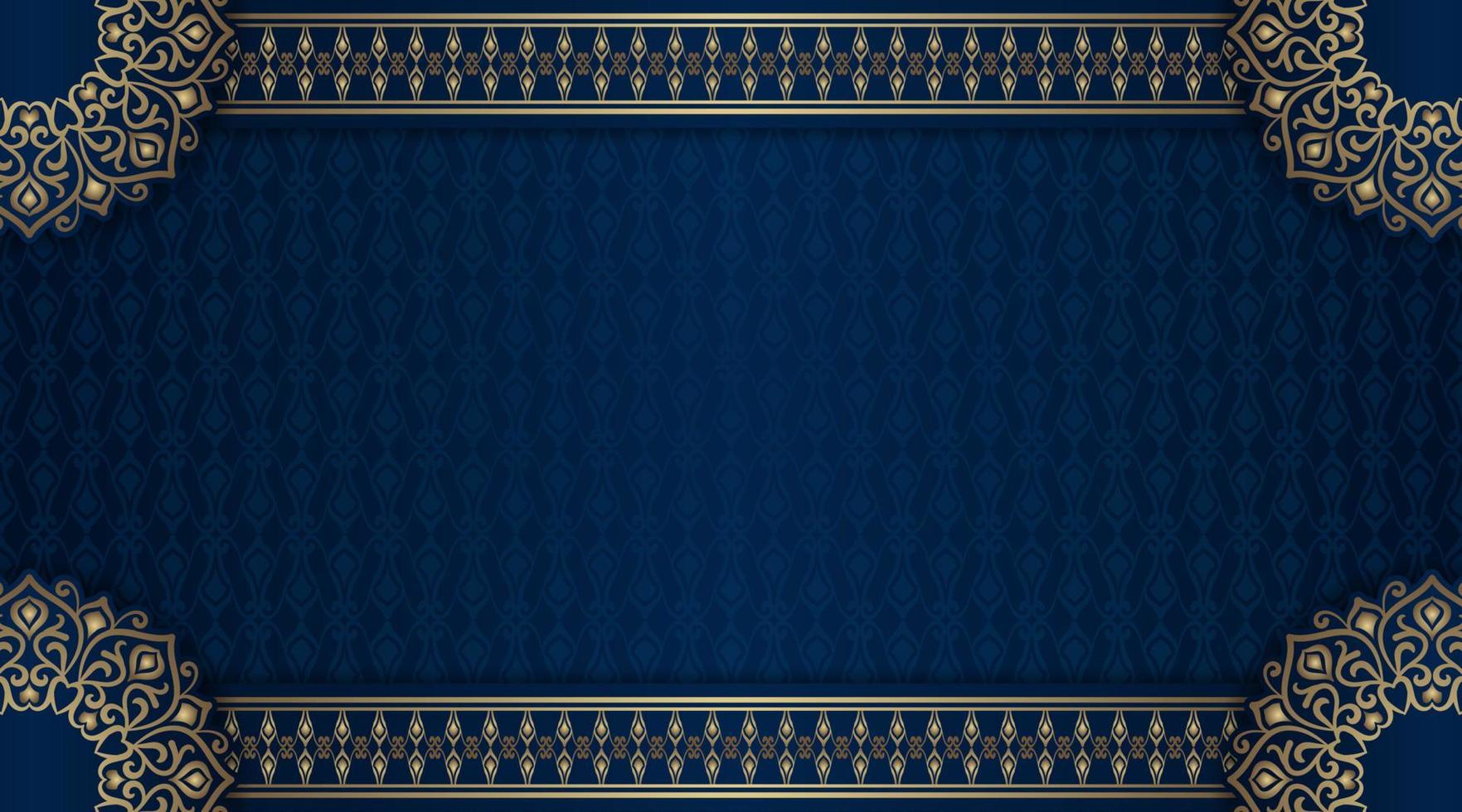 fondo de mandala de lujo, azul y dorado, vector de diseño