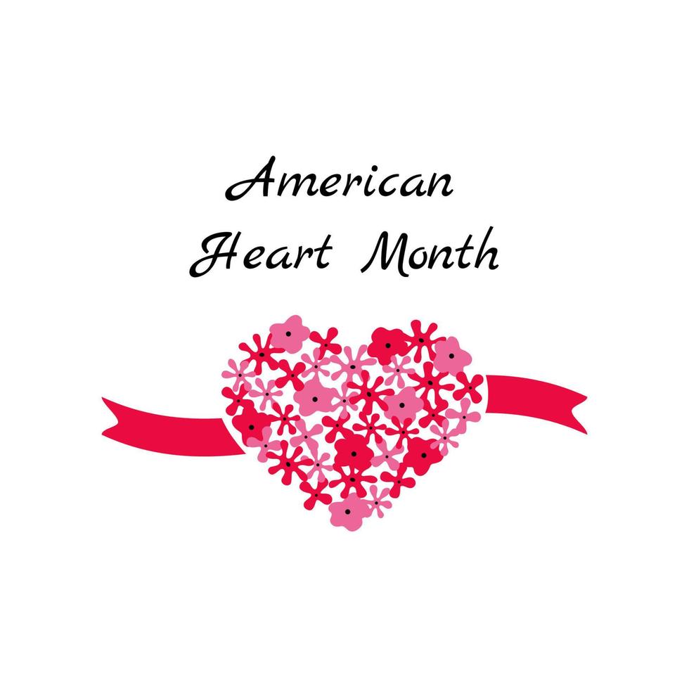 American Heart Month card. Medical healthcare concept. Vector