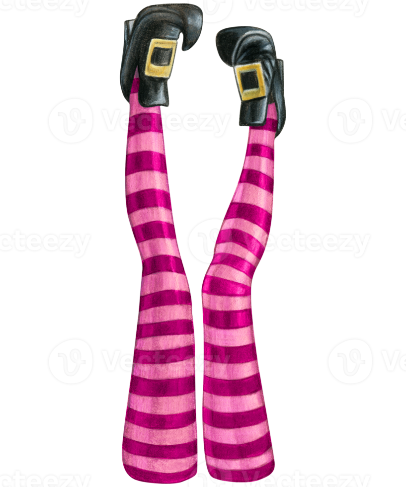 watercolor hand drawn halloween witch legs png