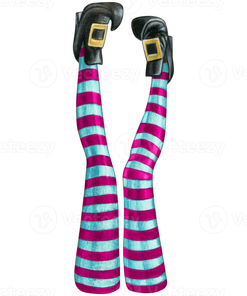 watercolor hand drawn halloween witch legs png