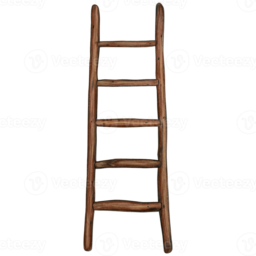 watercolor rustic wooden ladder png