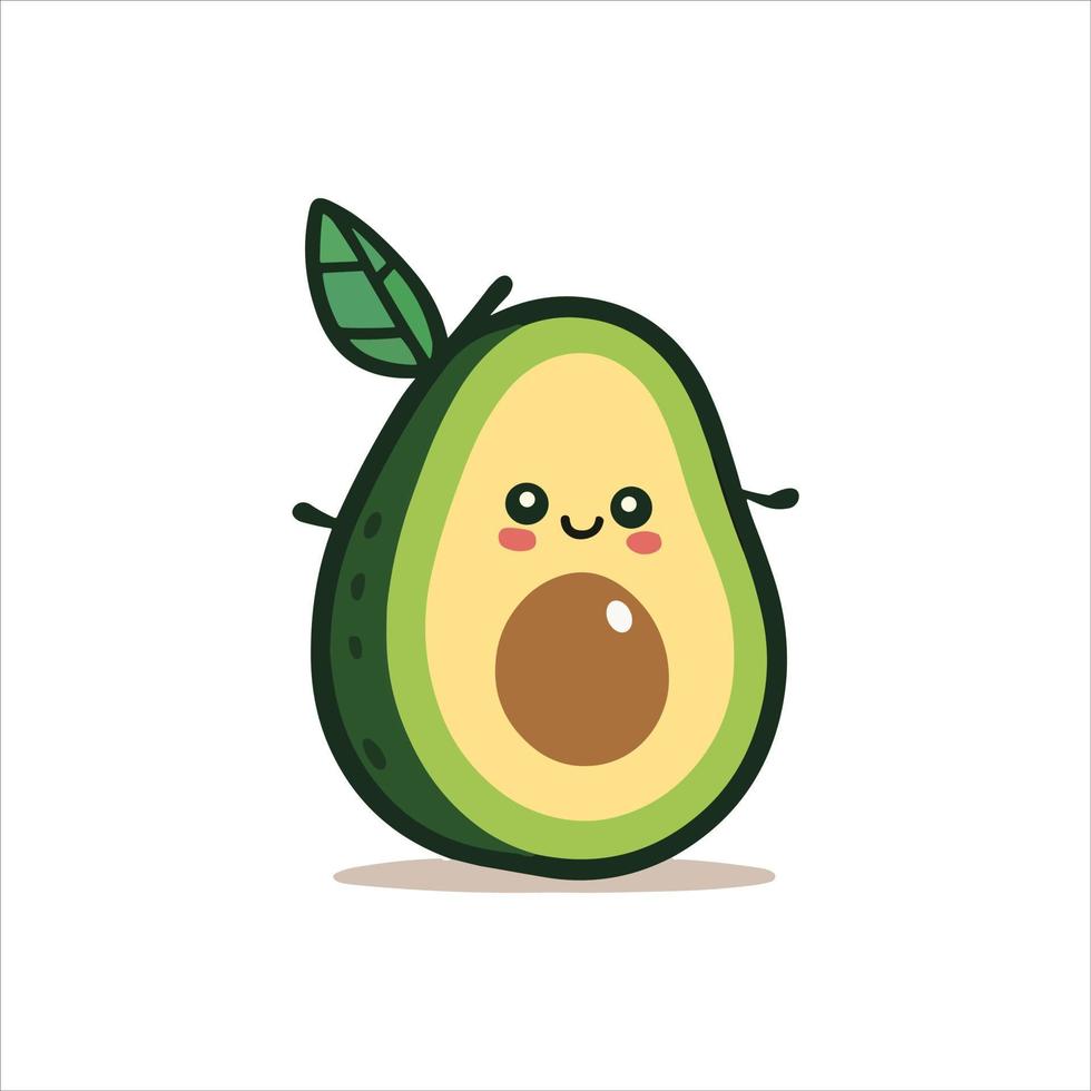 avocado fruit kawaii design vector logo