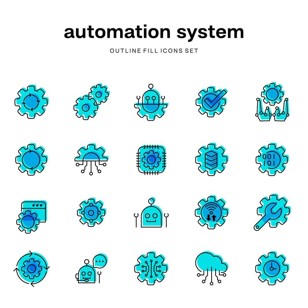 set of flat icons design for configuration automation system. vector