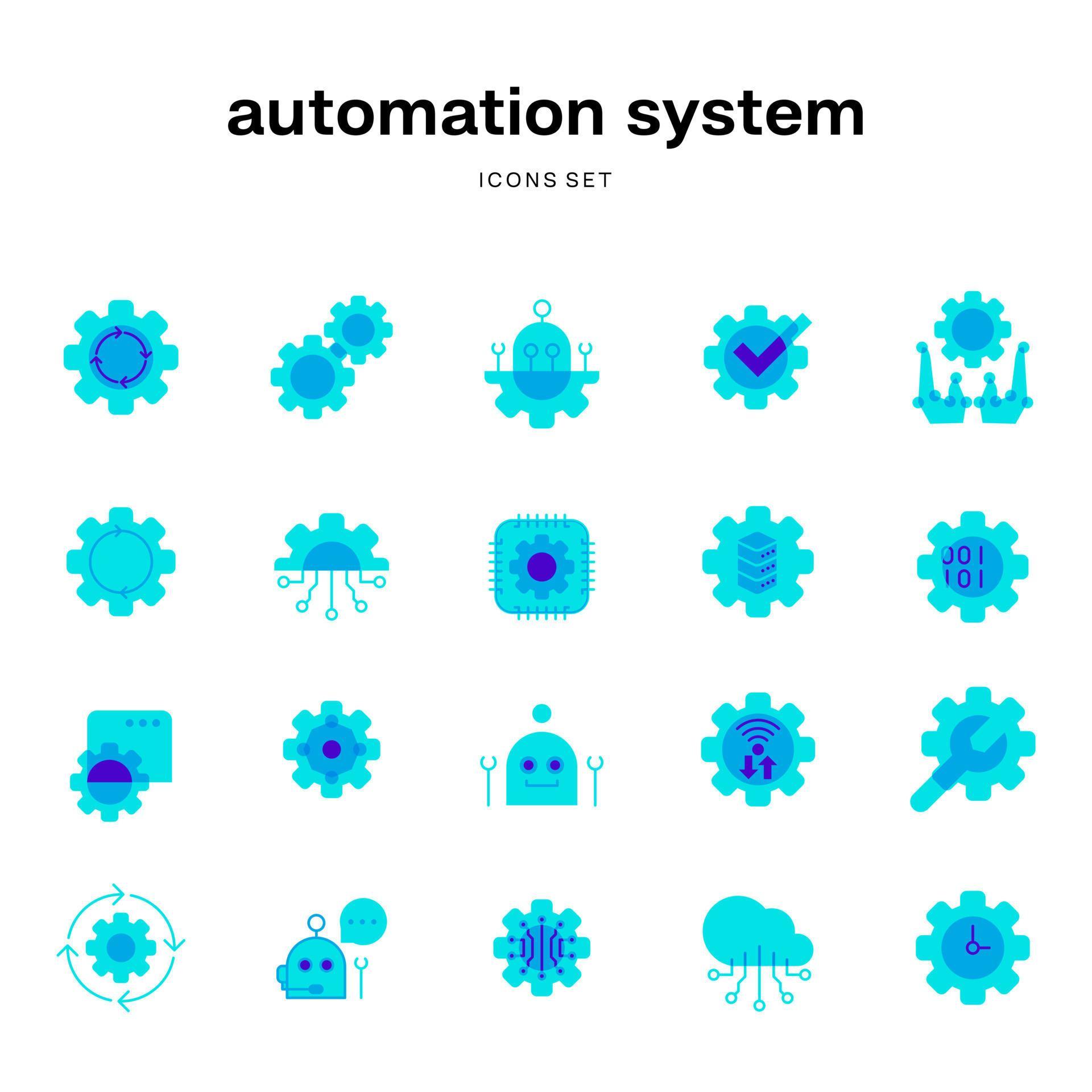 blue icon set of artificial intelligence automation system 22176231 ...