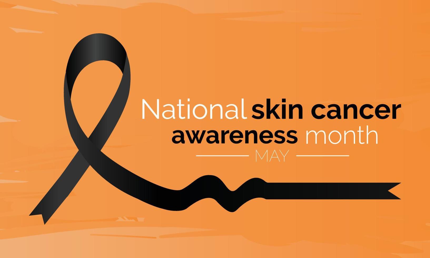 Melanoma and skin cancer detection, prevention and awareness month of May. Concept with black Ribbon. Banner template. Vector illustration.