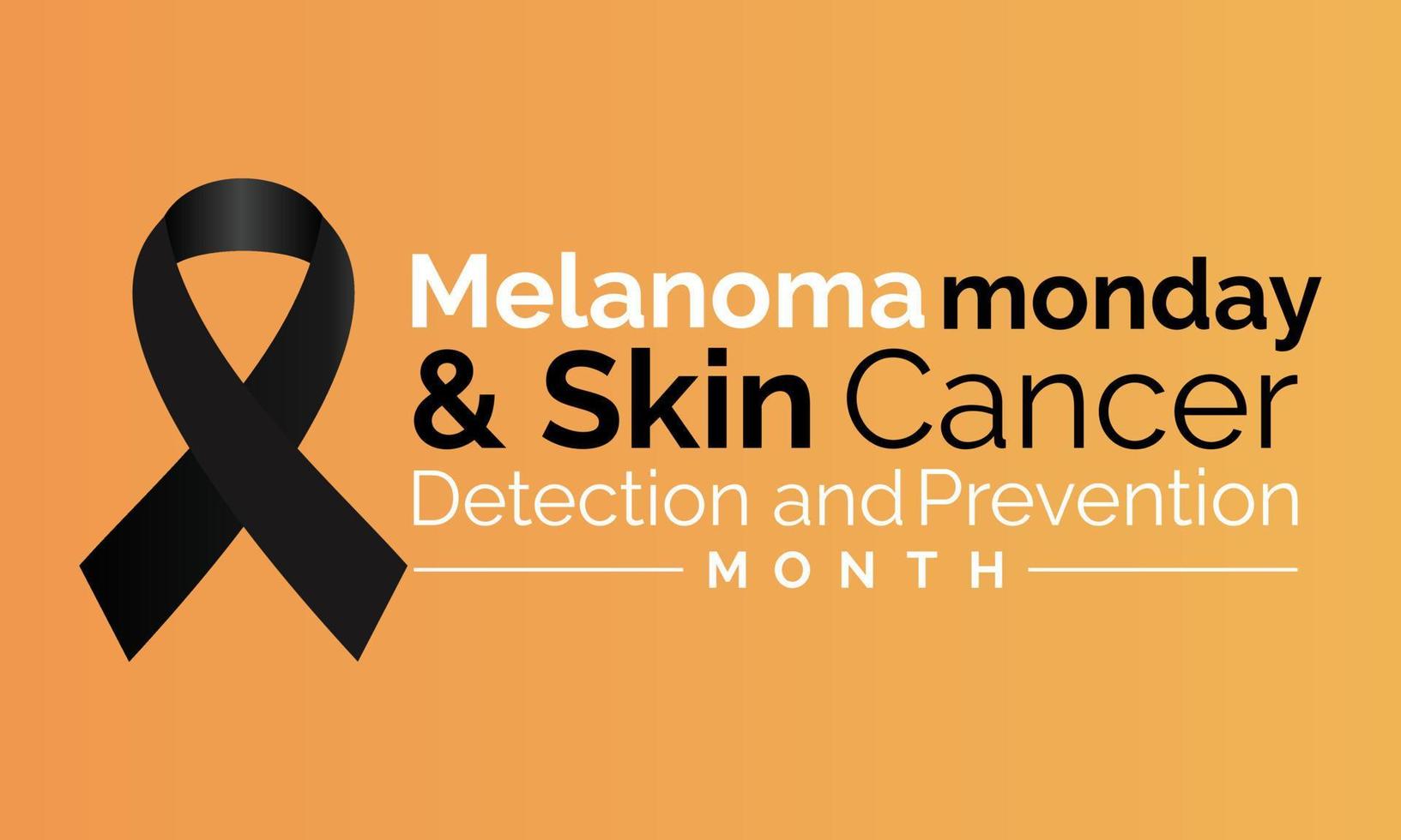 Melanoma and skin cancer detection, prevention and awareness month of May. Concept with black Ribbon. Banner template. Vector illustration.