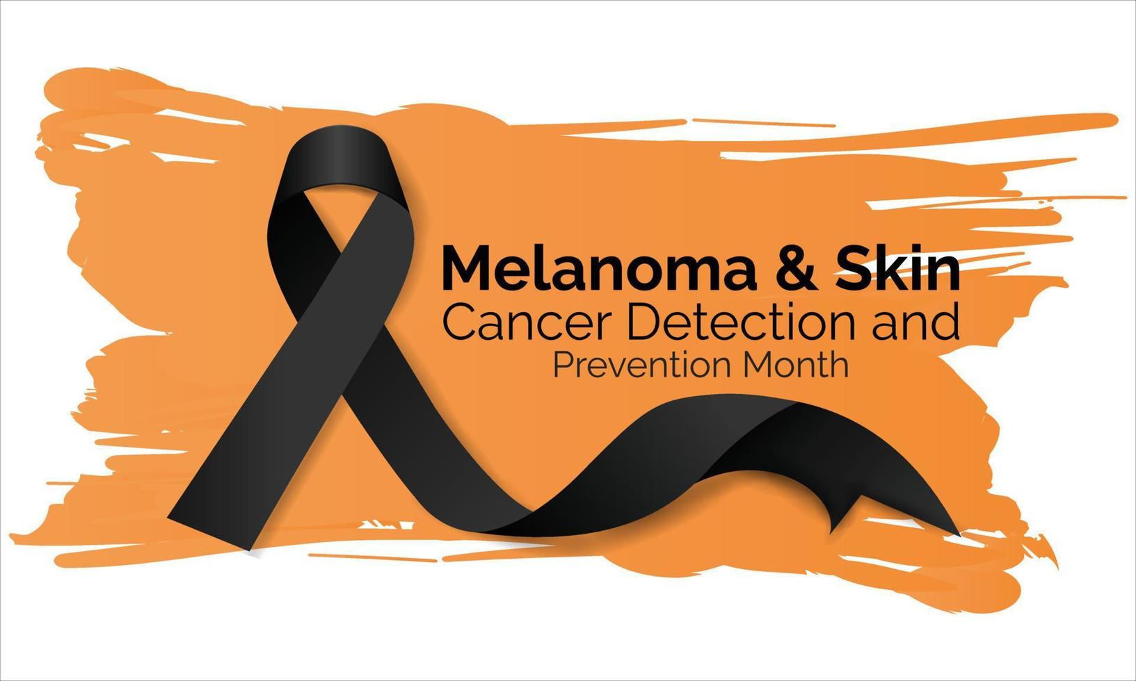 Melanoma and skin cancer detection, prevention and awareness month of May. Concept with black Ribbon. Banner template. Vector illustration.