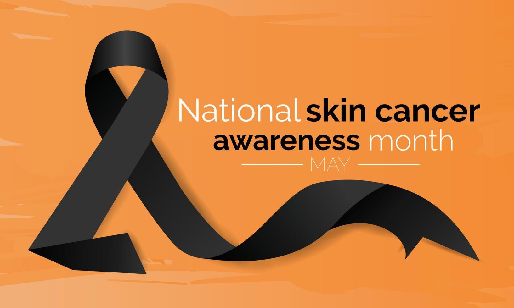 Melanoma and skin cancer detection, prevention and awareness month of May. Concept with black Ribbon. Banner template. Vector illustration.