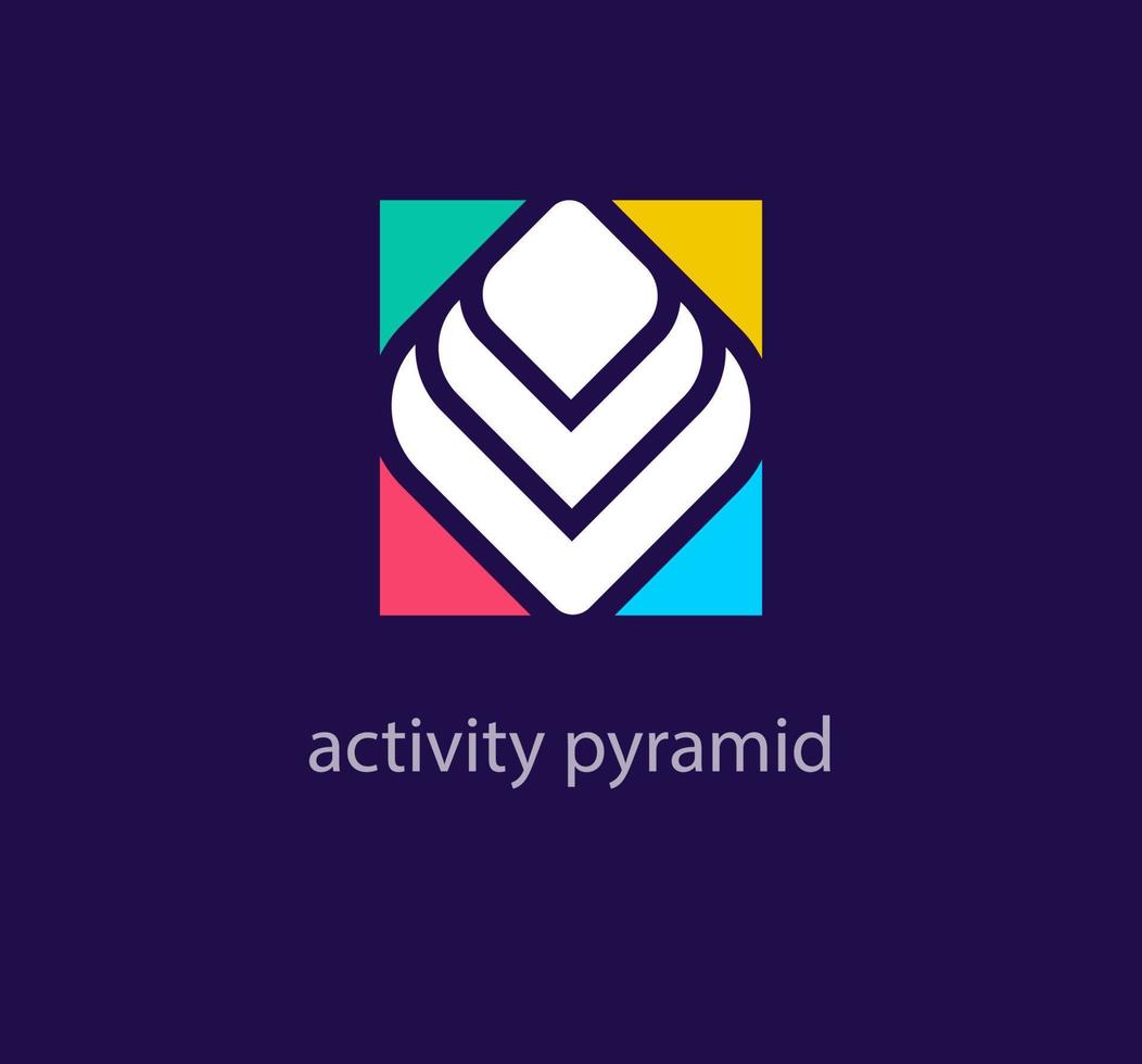 Colorful layered pyramid logo. Unique design color transitions. Creative activity pyramid logo template. vector. vector