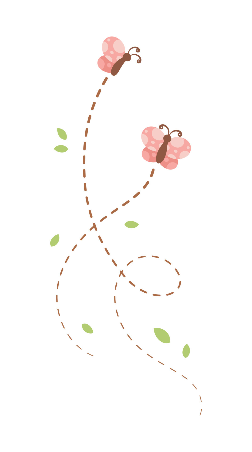 Flying Butterfly trail with dashed line route. Nature Spring Summer