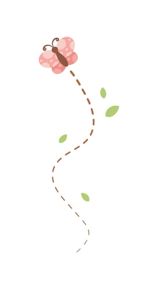 Flying Butterfly trail with dashed line route. Nature Spring Summer Design Element vector