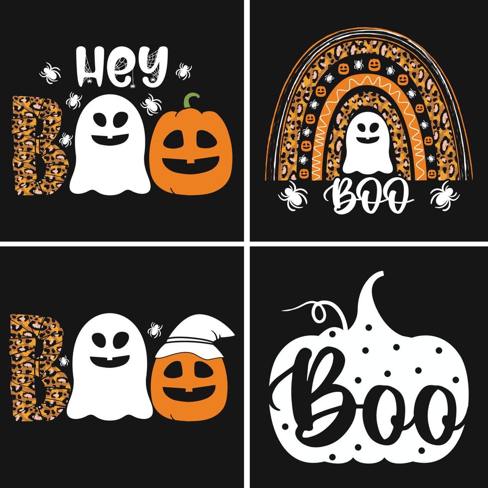 Pumpkin Boo Halloween T-shirt Design vector