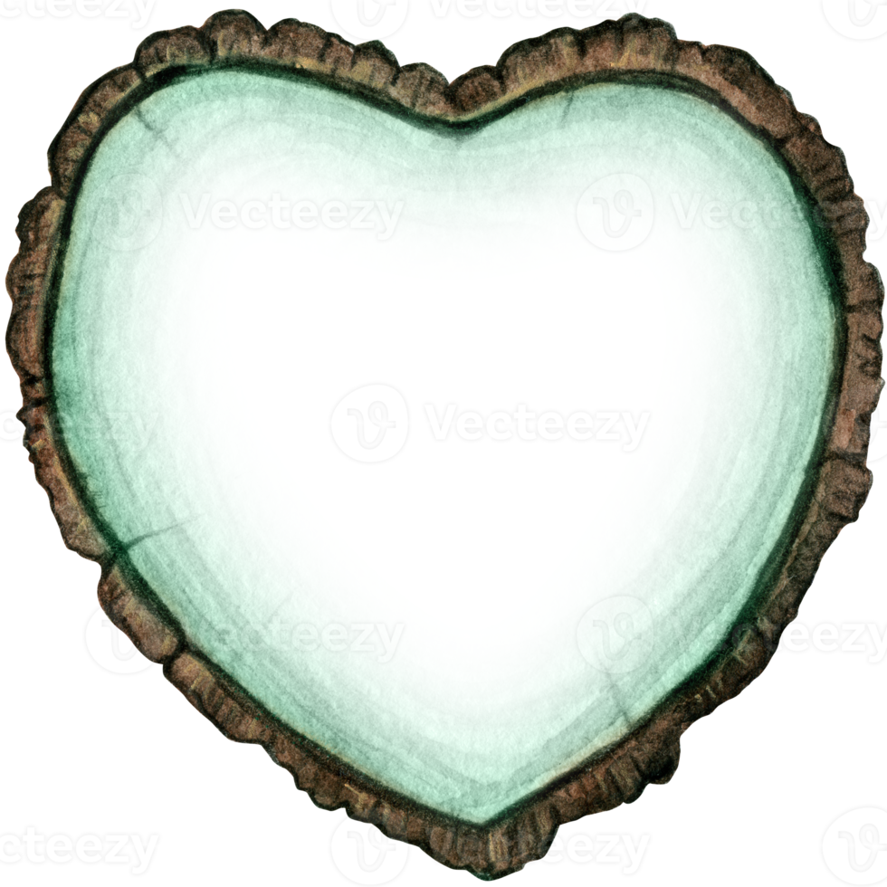 watercolor hand drawn rustic wooden heart decoration png