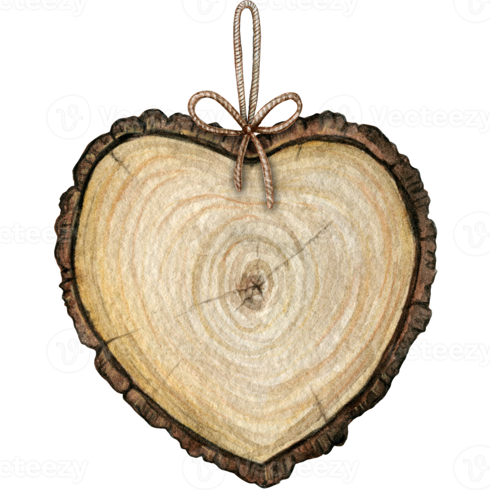 waterverf hand- getrokken rustiek houten hart decoratie png