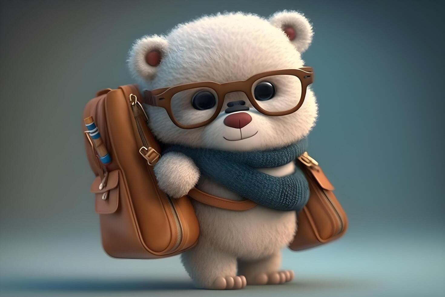 Cute white bear 3d animation created by technology photo