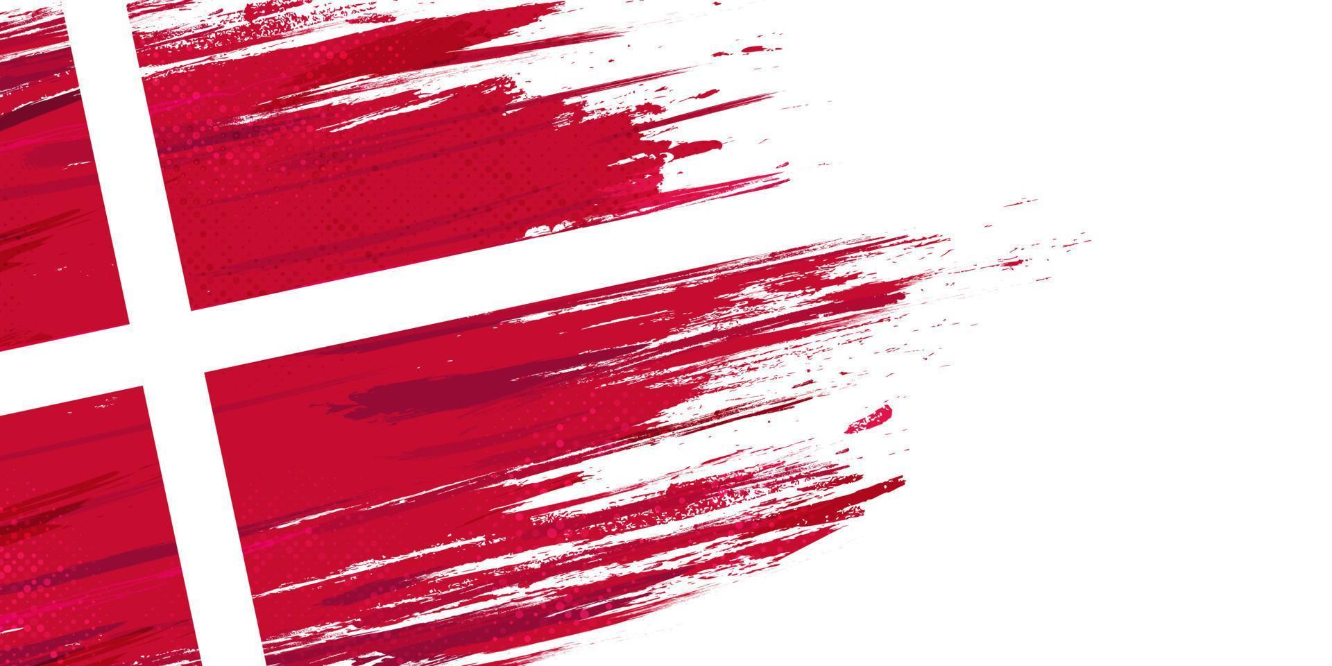 Flag of Denmark with Brush Style and Halftone Effect. Danish Flag Background with Grunge Concept vector