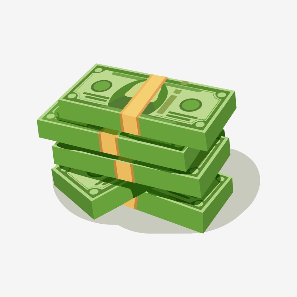 Dollar cash, stack of dollar bills. vector