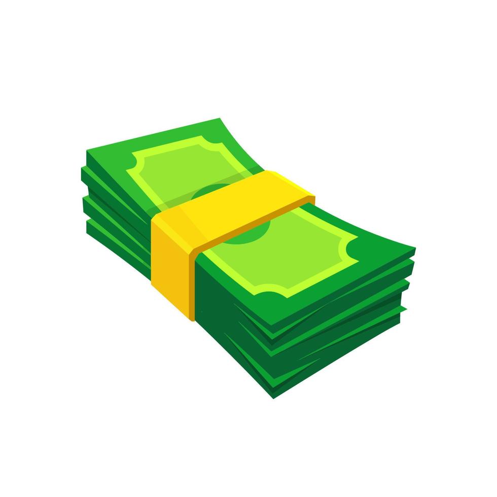 Dollar cash, stack of dollar bills. vector