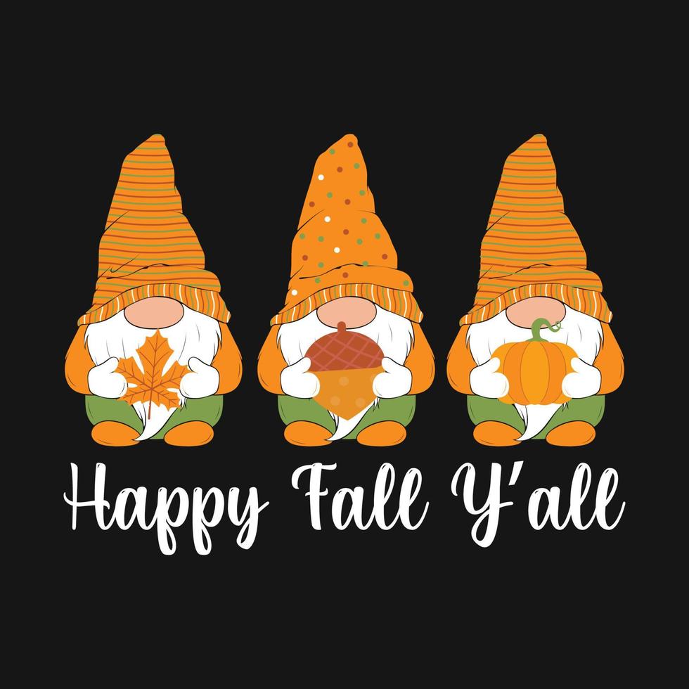 Gnome Fall Autumn Pumpkin Vector T-shirt