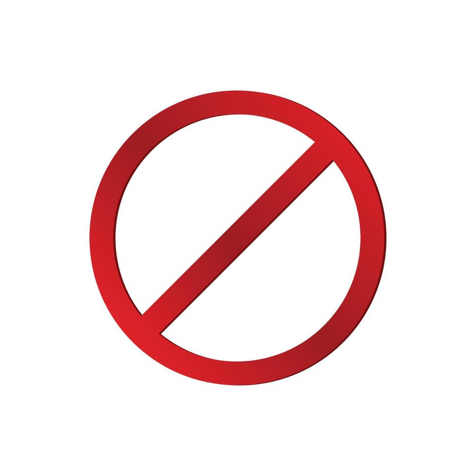 Red cancelled sign.Round block symbol vector