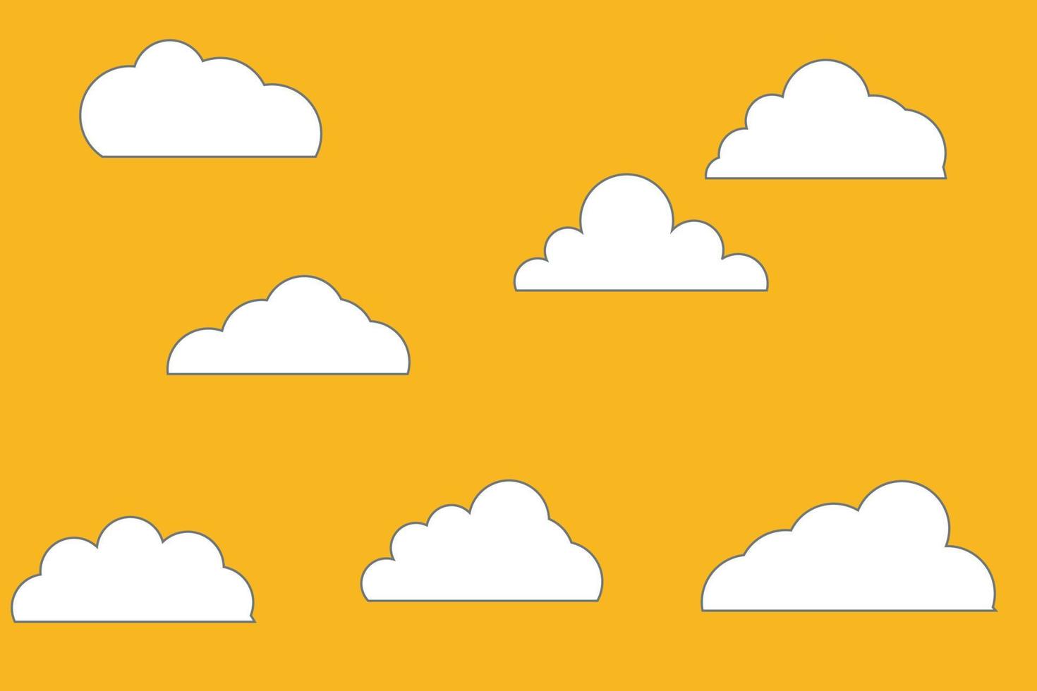 Cloud. Abstract white cloudy set isolated on yellow background. Vector illustration.