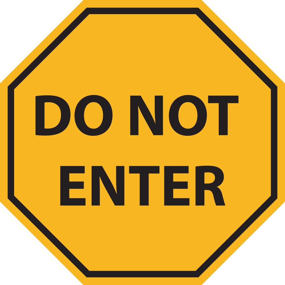 Traffic sign do not enter yellow color flat icon vector