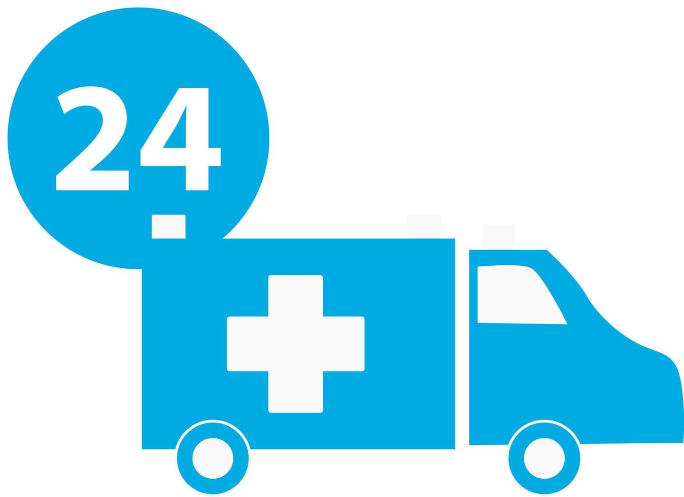 Blue ambulance icon, flat style on white background vector