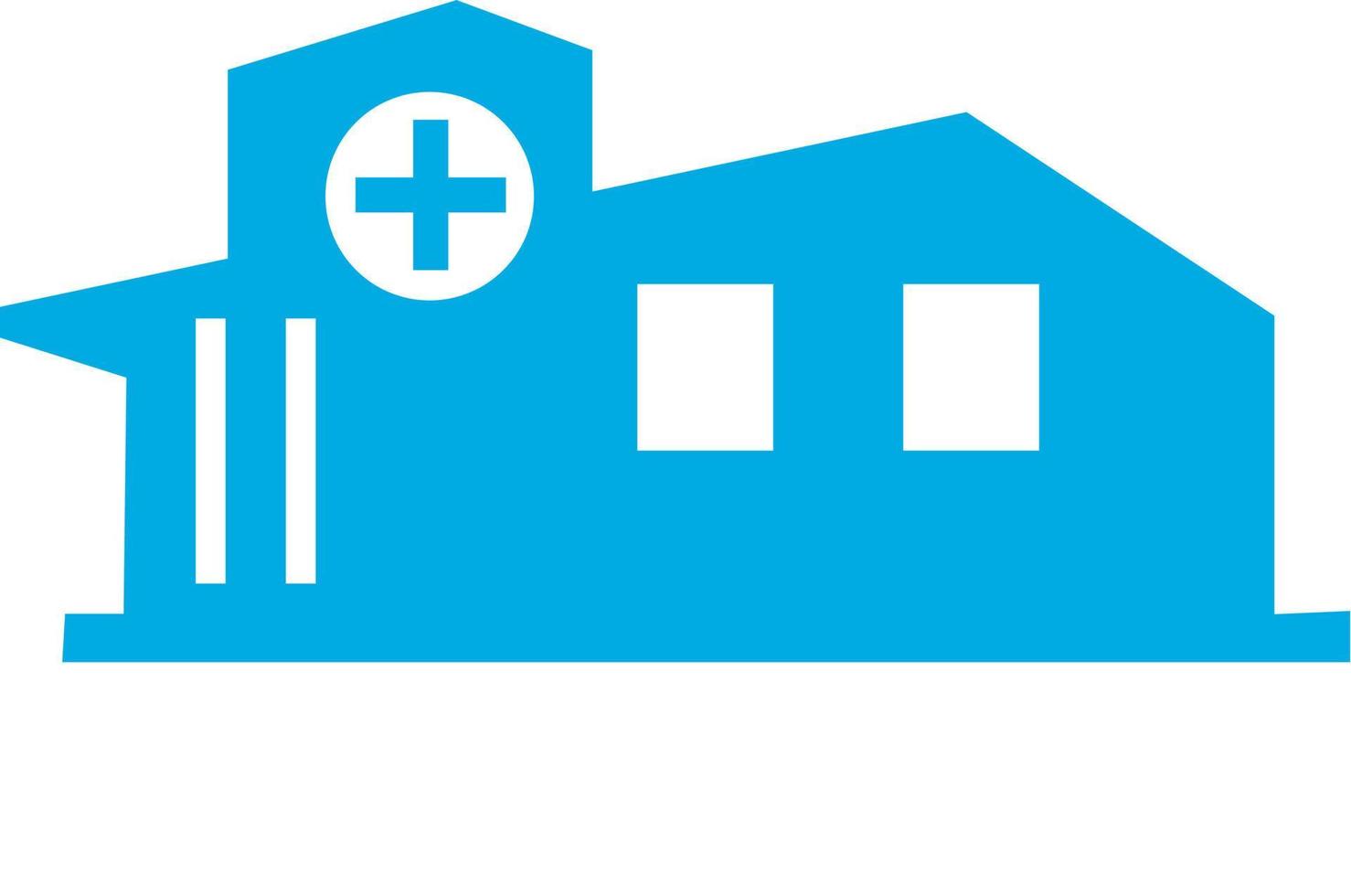 Building Hospital. in flat shape, in modern blue color. Icon Vector Logo illustration