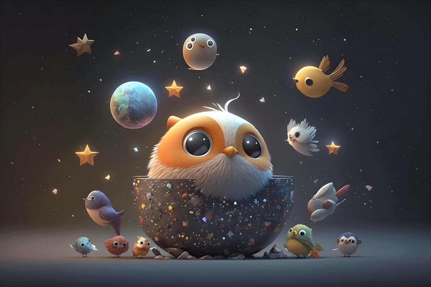 3d animated cute animal characters created by technology photo