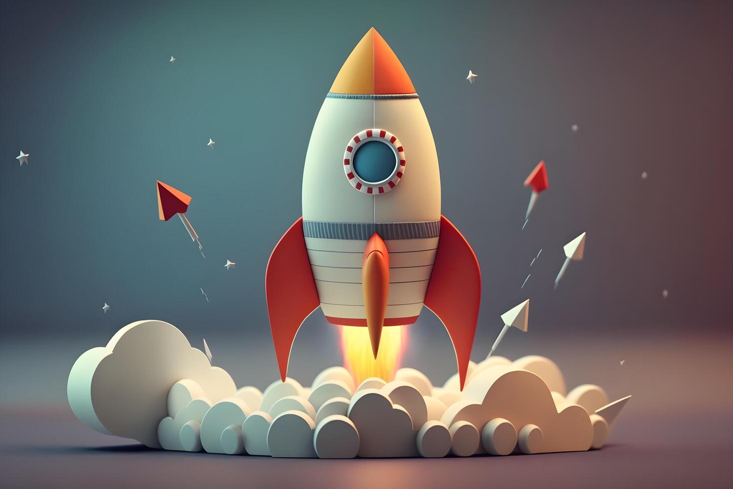 3d rocket animation created by technology photo